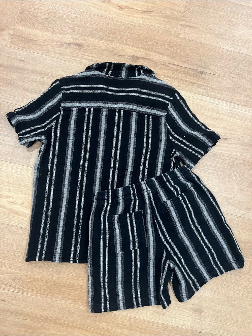 art class Black & Gray Striped Kids Pajama Set
